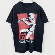 古著火影忍者疾風傳旗木卡卡西短袖動漫印花 T 卹，人物設計，黑色