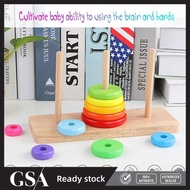 Baby Educational Wooden Puzzle Toy Hanoi Tower Trap Tower Building Blocks for Toddlers Parent