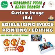 [HARGA BORONG/WHOLESALE] (A4) Custom Edible Icing Image Printing + Edit [Halal] Icing Image for cake