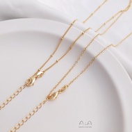 ☢Color-preserving JF14K stencil package real gold finished necklace flat O bead chain drop extension