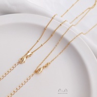 ✚♟۩Color-preserving JF14K stencil package real gold finished necklace flat O bead chain drop extensi