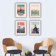 Wall Decoration World Map Wall Poster World Map Design Pop Art Vintage Retro - Wall Decor Home Room 