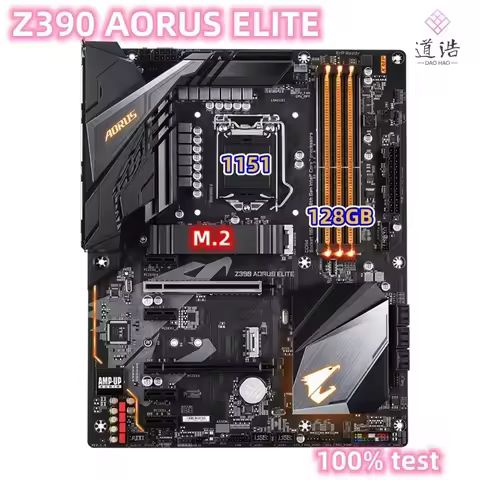 Used for GIGABYTE Z390 AORUS ELITE Motherboard Z390 LGA1151 ATX DDR4 Max 128GB 2*M.2 HDMI SATA3.0 Fo