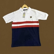 MERAH LYLE&SOOT 3D POLOSHIRT WHITE RED NAVY EMBROIDERED LOGO PIQUE MATERIAL 24S FULLTAG LABEL PREMIU