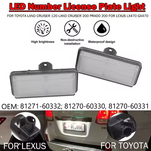 1pair For Toyota J100 J120 J200 Land Cruiser Lexus LX470 LX570 GX470 Hight Quality LED License Plate