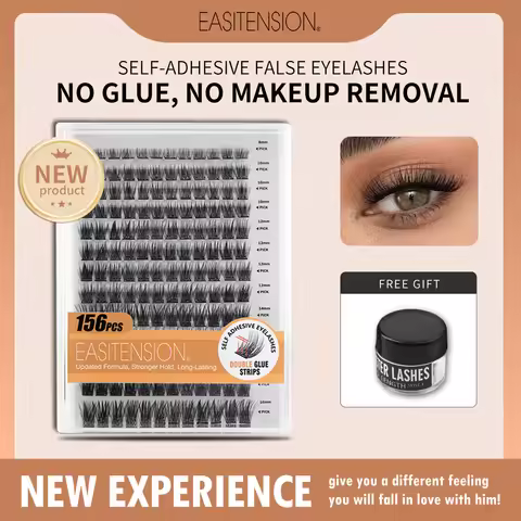 EASITENSION No Glue Needed Self Adhesive Cluster Lash Diy Adhesive Cluster Lashes Extension Reusable