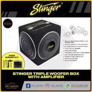 STINGER 8 INCH TRIPLE MINI SUBWOOFER BOX BULIT IN POWER AMPLIFIER