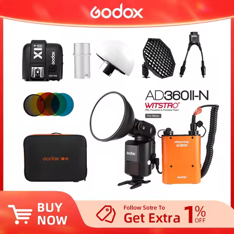 Godox AD360II-N TTL Powerful Speedlite Flash + PB960 Power Pack Orange or Black + X1T-N TTL Transmit