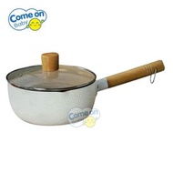 日式鋁製 不沾雪平鍋連玻璃蓋 [18厘米。白色] (53286) [煮麵鍋。IH電磁爐、明火爐適用]