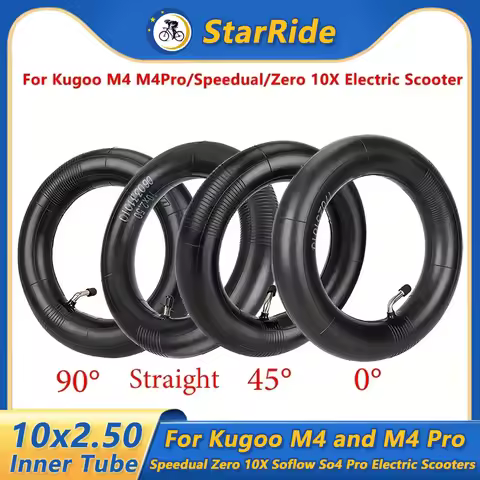 10x2.50 Inner Tube with 0° 90° 45° Straight Valve for Kugoo M4 M4Pro/Zero 10X Electric Scooter 80/65