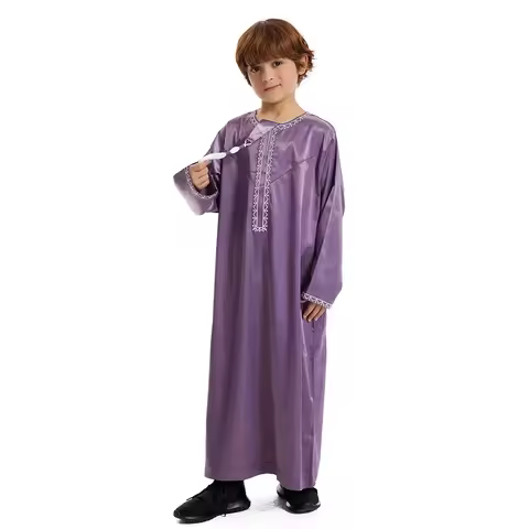 Boys Kids Islamic Muslim Jubba Thobe Kaftan Robe Arabian Dubai Qatar Abaya Robe Dress Tassel Djellab
