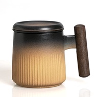 Tea Mug Ceramic Tea Cup with Infuser and Lid(Yellow)