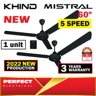Khind Mistral 5 Speed 60 inch Ceiling Fan with Regulator MCF60LE (3 Years Warranty) Kipas Siling