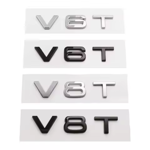 3D ABS V6T V8T Logo Car Rear Boot Trunk Side Fender Car Emblem Badge Sticker Decals For Audi A4L A5 