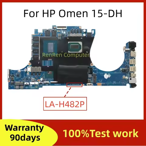 FPC54 LA-H482P For HP Omen 15-DH Laptop Motherboard CPU i7-9750H GPU GTX 1660Ti 6G 100% Full Tested 