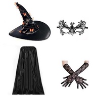 Halloween Pleated Witch Hat Wizard Hat Butterfly Witch Hat Mask Gloves Shawl Butterfly Witch Hat