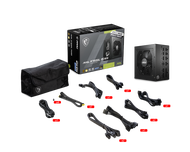 MSI MAG AGL PCIE5 Series ATX 3.1 80+ Gold Full-Modular Power Supply - A750GL/A850GL/A1000GL (Black/W