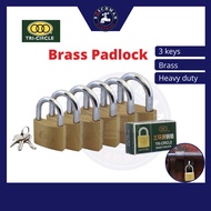 Tri-Circle Brass Padlock 3 Key Heavy Duty Security Pad lock Mangga Kunci Gold Door Lock 20mm 25mm 32