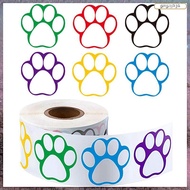 [L E U R] A Roll of 500 Pieces Colorful  Stickers Dog  Name Tags Labels Stickers  Footprint Stickers