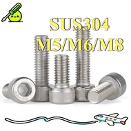 304 stainless steel hexagon screw DIN912 extended cylindrical head screw cup head bolt M5/M6/M8 * L5