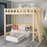 {SG Sales}Double Decker Bed Frame Double Bed Loft Bed High Low Elevated Bed Solid Wood Double Bed  Adult Modern Simple Space-Saving Multifunctional Children Height-Adjustable Bed