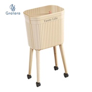GRALARA Tall Trash Can with Wheel Container Household Portable Minimalist High Foot Dustbin for Stud