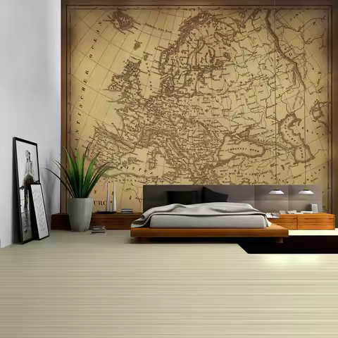 World Map Tapestry High-Definition Map Fabric Wall Hanging Decor Watercolor Map Letter Table Cover Y