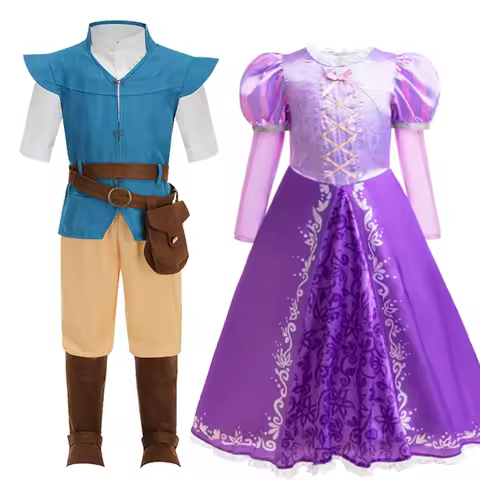 Kids Halloween Rapunzel Prince Flynn Rider Costume Medieval Renaissance Cosplay Outfits