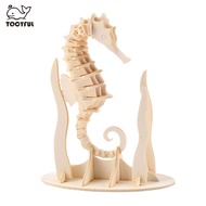 TOOYFUL 3D Puzzle Sea Horse Cute Hobby Seahorse Puzzle Wood Craft for Kids Children