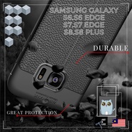 Samsung Galaxy S6 S6 Edge S7 S7 Edge S8 S8 Plus Laychee Leather Grained Polycarbonate TPU Phone Casi