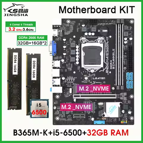 B365 M-K LGA1151 motherboard complete combo kit set with i5 6500 CPU 32GB DDR4 2666MHZ RAM placa mae