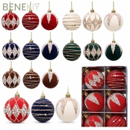 BENEKIY Flocked Christmas Baubles, 6cm Flocked Christmas Ball Ornaments, Gifts Glitter Accents Chris