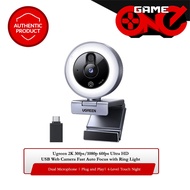 Ugreen 2K 30fps/1080p 60fps Ultra HD USB Web Camera Fast Auto Focus with Ring Light