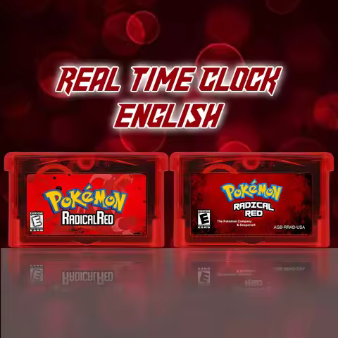 GBA 1M Flash RTC Pokemon Radical Red V4.1 Video Game Cartridge with Battery Rom Hack USA Version for