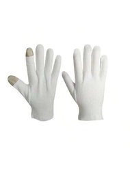 1副觸屏保濕手套,白色純棉保濕手套,一夜治愈濕疹,睡覺時滋潤手部肌膚,修復粗糙、破裂、乾燥、龜裂的手部皮膚