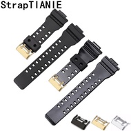 {TATLLr} Silicone Rubber Watch Band Strap Fit For Casio G Shock GA110 GA100 400 Replacement Black Waterproof Watchbands16mm Accessories