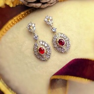 |真鴿血紅寶石天然無燒緬甸|財富•健康•愛情-純銀豪鑲耳