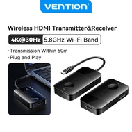 Vention Wireless HDMI Transmitter and Receiver 4K 30Hz Portable 50M Wireless HDMI Extender Plug and 
