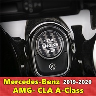 สำหรับ Start Stop Engine Mobil Mercedes Benz AMG CLA A-Class เคสคลุมปุ่มสติกเกอร์คาร์บอนไฟเบอร์จริง2019 2020