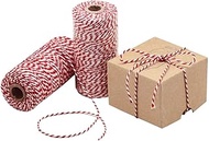 HOKI Cotton Bakers Twine Red &amp; White 328 Feet (100M), Packing String, Durable Rope for Gardening, Decoration, Tying Cake and Pastry Boxes, Crafts &amp; Gift Wrapping, for Art and Craft