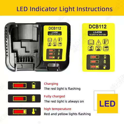 Battery Charger DCB112 Li-Ion For Dewalt US/EU/AU/UK 10.8V 12V 14.4V 18V 20V DCB125 DCB127 DCB182 DC