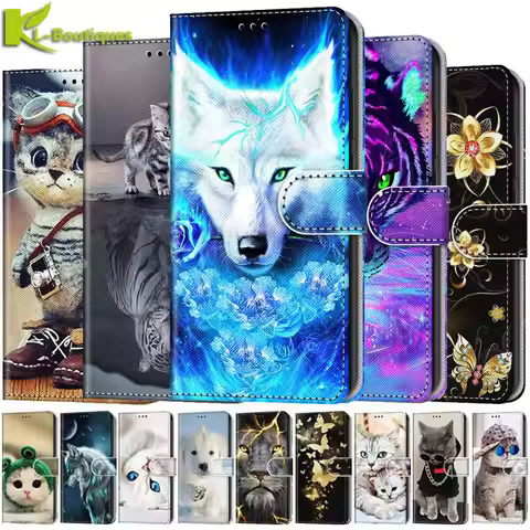 Redmi Note 10 Pro Case Animal Painted Leather Phone Case For Xiaomi Redmi Note 7 8 9 10 Pro 10S 9S 8