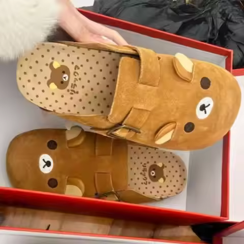 Durable Thick Bottom Rilakkuma Women's Shoes Height Increase Cartoon Anime Periphery Cute Retro Rila