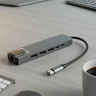 6-Port USB-C Laptop Dock: 4K HDMI, RJ45 Ethernet, USB & More for MacBook & PCs