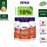 EXP:2027 NOW Foods High Potency Vitamin D-3 125mcg (5000 IU) 120 Softgels Daily Immune & Bone Suppor