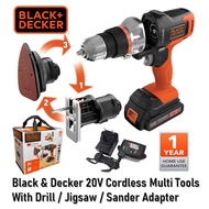 Black &amp; Decker EVO185B1 20V Cordless 3 IN 1 Multi Tools With Jigsaw / Drill / Sander Adapter EVO185