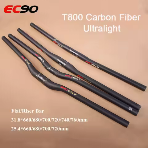 EC90 Carbon Fiber Bicycle Handlebar Ultralight 25.4/31.8mm MTB Handlebar 660/680/700/720/740/760mm F