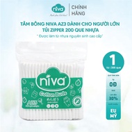 NIVA Cotton Swabs 200 Plastic Sticks Adult Zipper Bag Az3