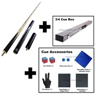 HJ Cue 10mm Snooker Cue Stick Pool Billiard 3-piece 145cm  Cue Box Case Bucket 2649.1