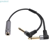 GREATMY 6.35mm Female to Dual Male, 30cm Length 6.35mm Connector 1/4in Stereo to Dual 6.35mm Mono, P